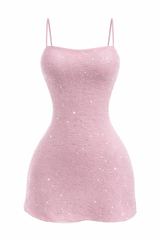 Vestido Corto Perlitas Rosa