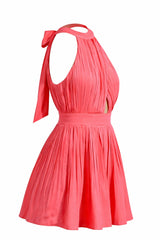 Jumper Halter Plisado Rosa