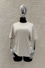Playera Oversize Rhinestone Beige
