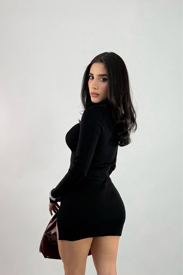 Set Blusa y Falda Tela Punto Negro