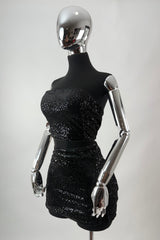 Crop Top Lentejuela Negro