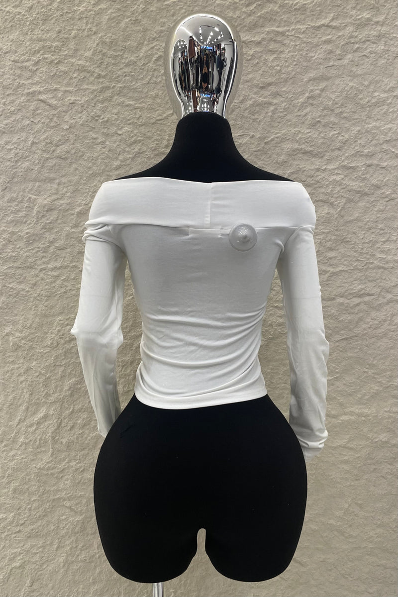 Blusa Brillosa App Dorada Blanco