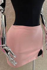 Mini Falda Abertura al Frente Rosa