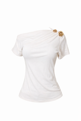 Blusa App Doprada Asimetrica Beige