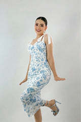 Vestido Midi Floreado Azul