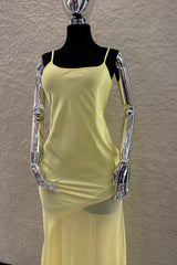 Vestido Largo Satin & Mesh Amarillo