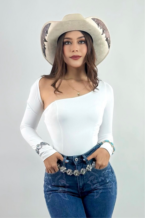 Pantiblusa Asimetrica Manga Larga Blanco