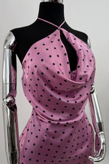 Vestido Satinado Polka Dots Rosa
