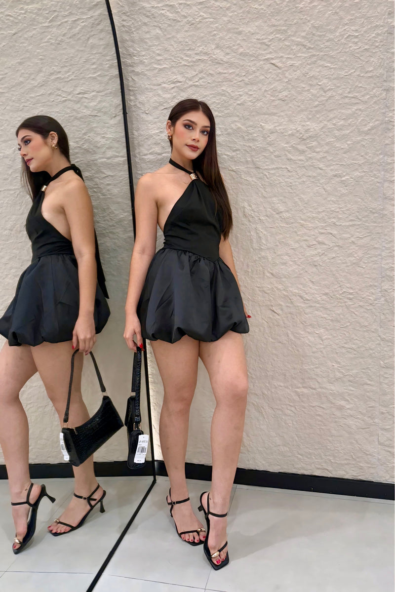 Vestido Halter Bubble Negro