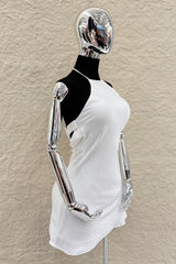 Vestido Halter Satinado Blanco