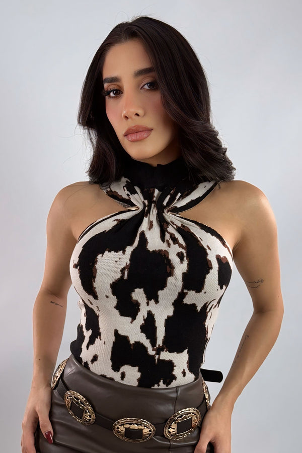 Blusa Halter Cow