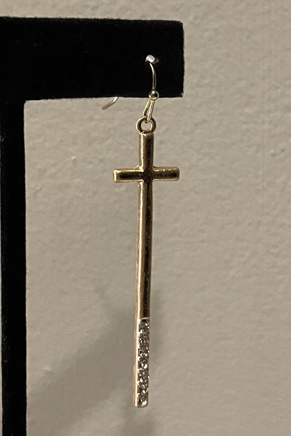 Aretes Rhinestone Cross Golden