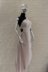 Vestido Midi Abertura en Cintura Beige