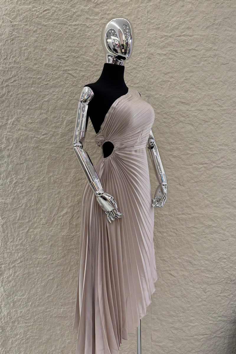 Vestido Midi Abertura en Cintura Beige