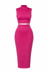 Set de Falda Midi Con Pedreria Rosa