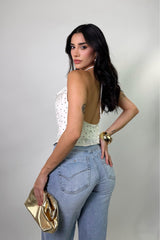 Blusa Satinada Polka Ivory