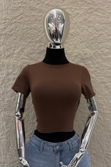 Crop Top Basic de Mangas Cafe