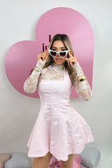 Vestido Halter Volado Rosa