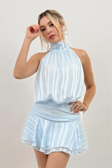 Vestido Halter Olgado Azul