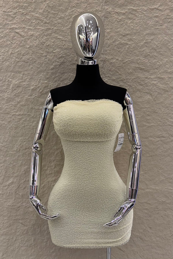 Vestido Strapples Rhinestone Amarillo