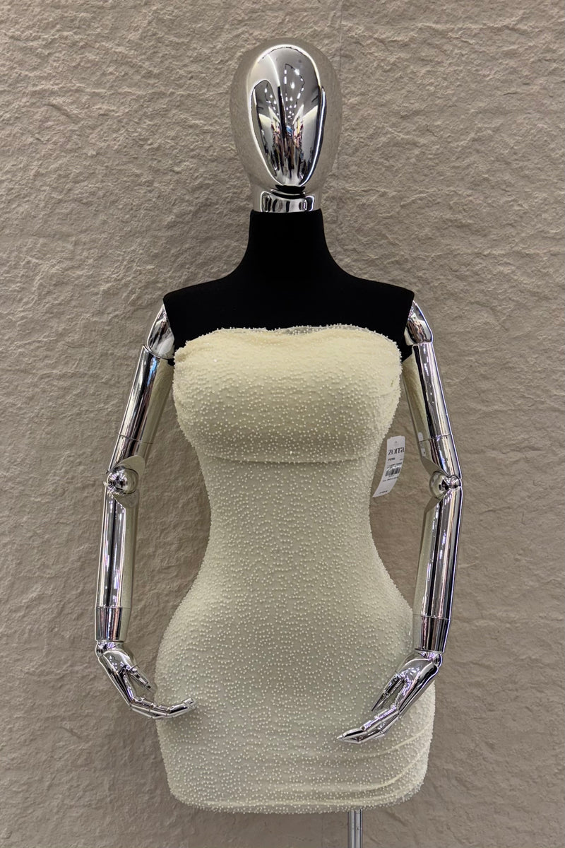 Vestido Strapples Rhinestone Amarillo