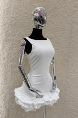 Vestido Corto Ruffle White