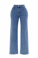 Pantalon Recto Rhinestone Denim