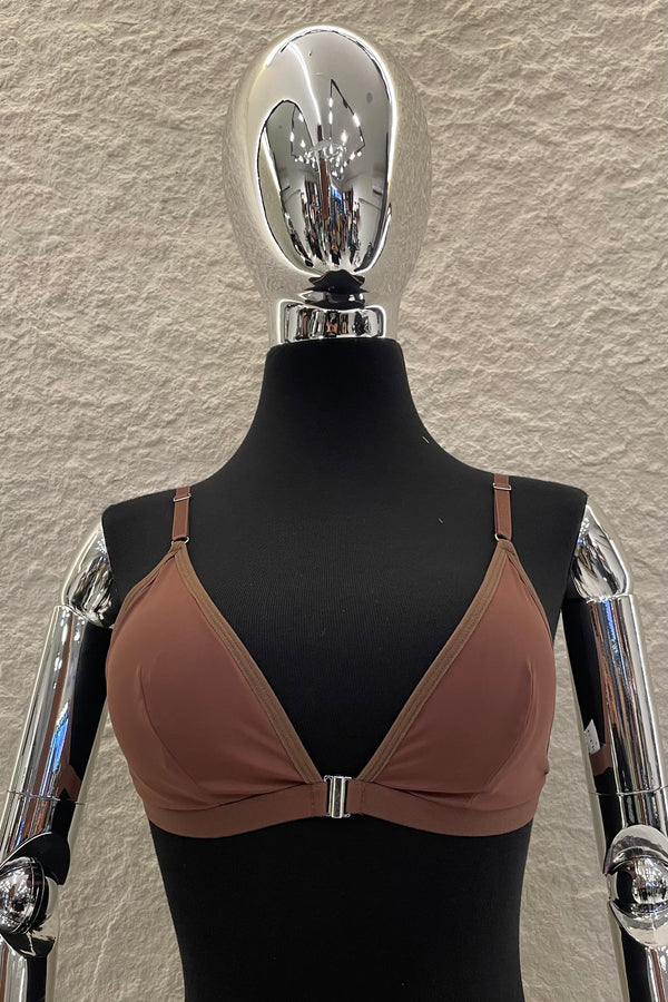 Bralette Liso Triangulo Cafe