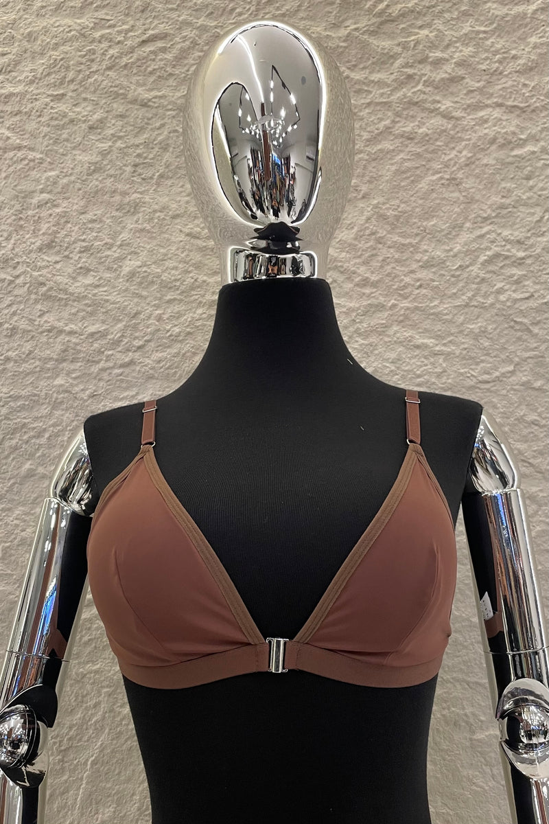 Bralette Liso Triangulo Cafe