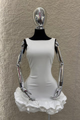 Vestido Corto Ruffle White