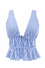 Blusa a Rayas con Lazo Azul