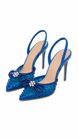 Zapatilla Stiletto Azul de Pedreria
