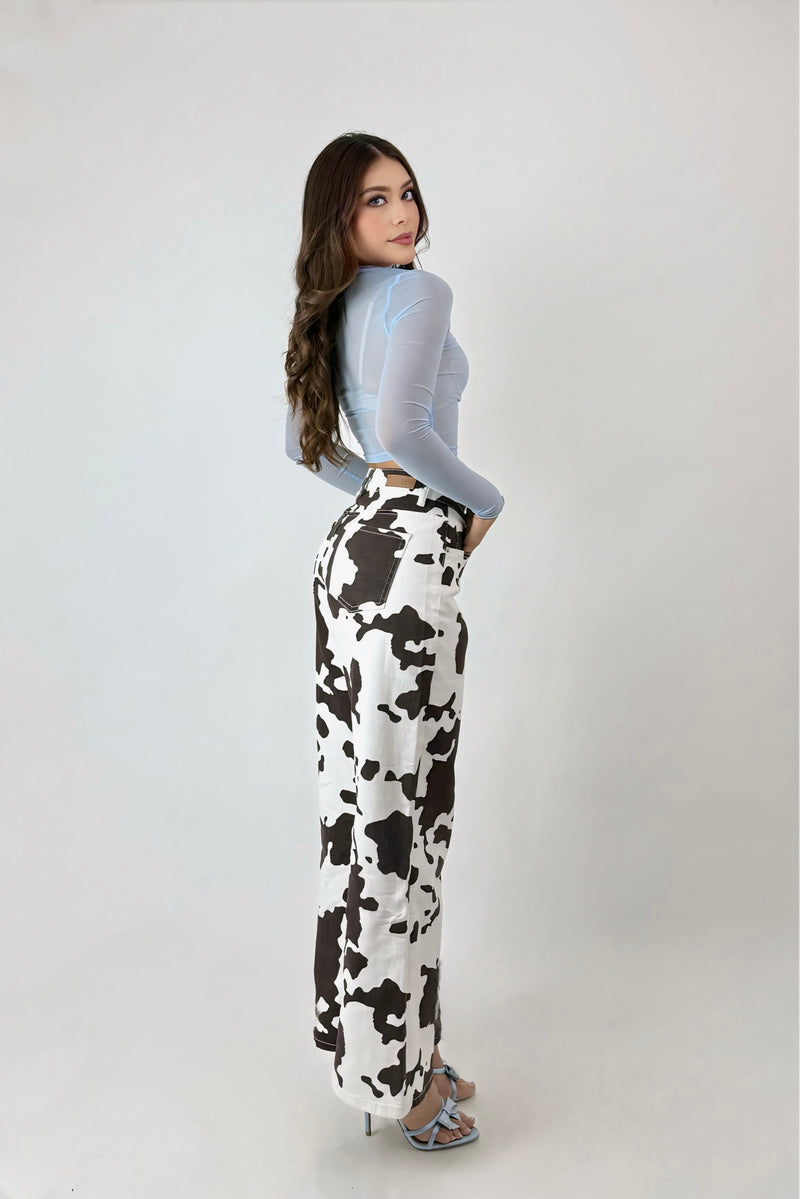 Pantalon Blanco Print Cow