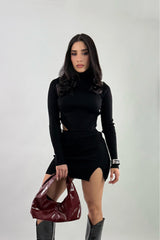 Set Blusa y Falda Tela Punto Negro