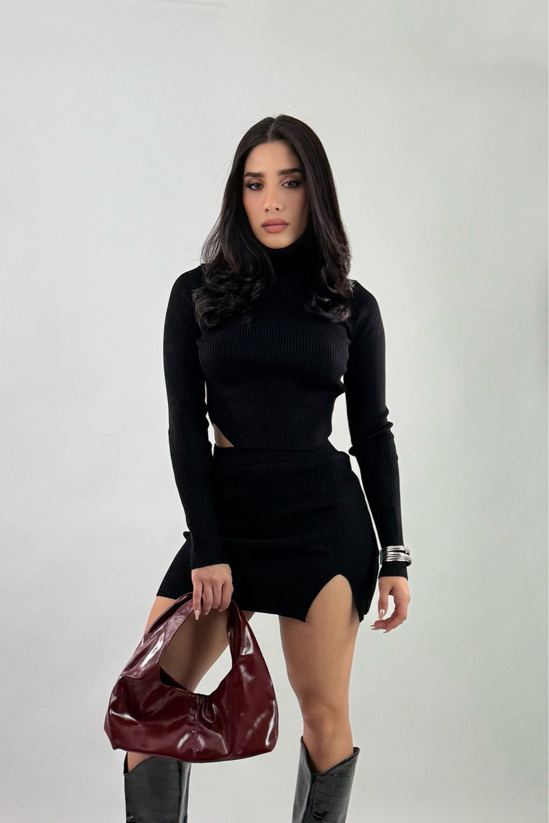 Set Blusa y Falda Tela Punto Negro