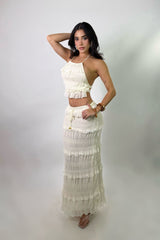 Set Top y Falda Olanes Beige