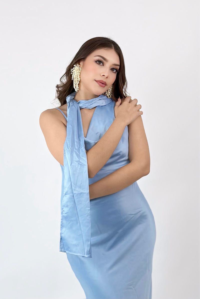 Vestido Satinado Alaska Azul