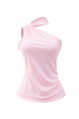 Blusa Satinada One Shoulder Rosa