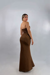 Vestido Midi Strapless Cafe