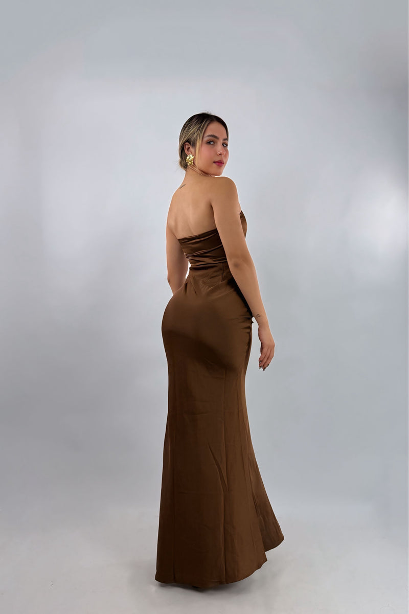Vestido Midi Strapless Cafe