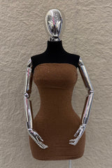 Vestido Strapples Rhinestone Mocha