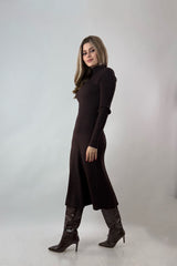 Vestido Midi Tela Sweater Cafe