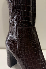 Botas Charol Textura Cafe