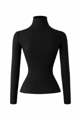 Blusa Cuello Tortuga Tela Punto Negro