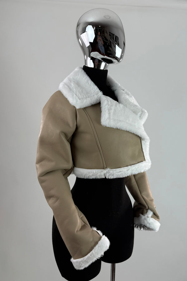 Jacket Vinipiel Fox Fur Caqui