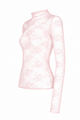 Blusa Corta Mesh De Encaje Rosa