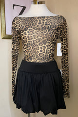 Blusa Off Shoulder Mesh Animal Print