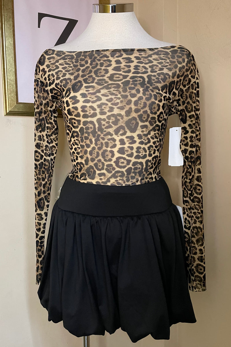 Blusa Off Shoulder Mesh Animal Print