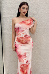 Vestido Largo Floreado Rosa