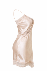 Vestido Encaje Asimetrico Beige